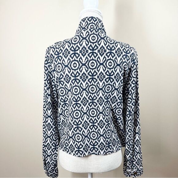 Cali 1850 Linen Blend Lightweight Full Zipper Jacket Artsy Print Medium - Picture 7 of 11